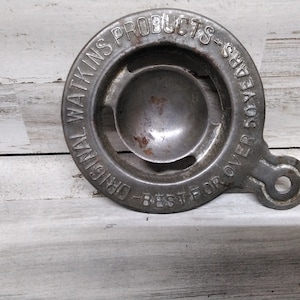 1900s Vintage Egg Separator Stamped Advertising Tin / Watkins Products Advertising  / Tin Kitchen Advertising