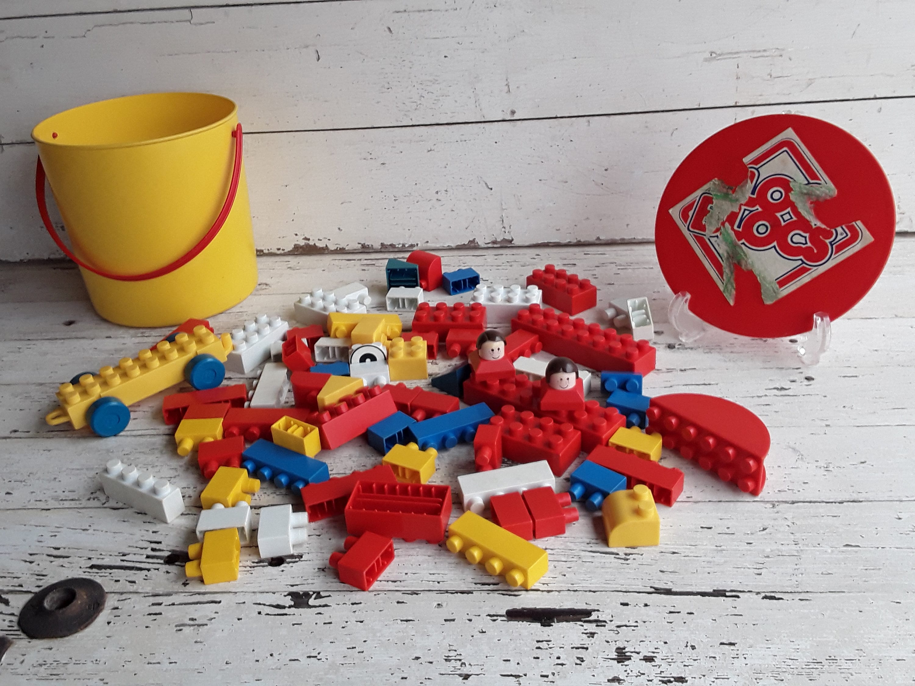 Vintage 1980's Loc Blocs With Bucket ~ Entex Industries Toys ~ 70