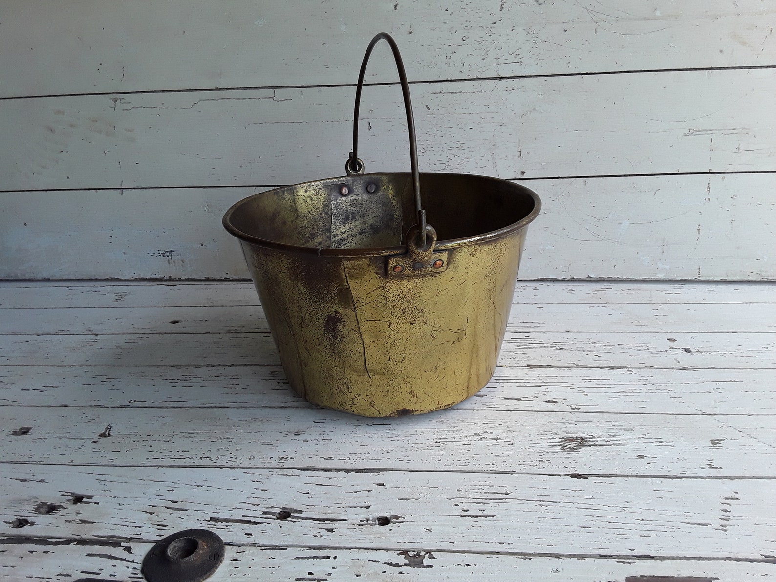 Antique 1851 Hiram W. Hayden Brass Apple Bucket Spun Brass Etsy