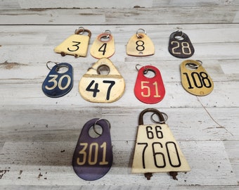 Vintage Cow Tag / Cattle Tag / Rustic Livestock Marker / Large Industrial Numbers / Rustic Vintage Label Hang Bag Tags