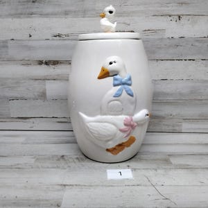 Vintage Ceramic Duck Canister/Cookie Jar  / Duck  Canisters  / Farm Decor  / Ceramic Duck Kitchen Decor / Goose on the Loose