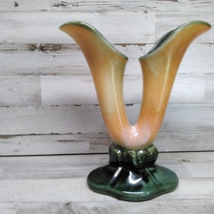 Vintage Mid Century Art Deco Hull USA Double Sided Bud Vase  Number 103