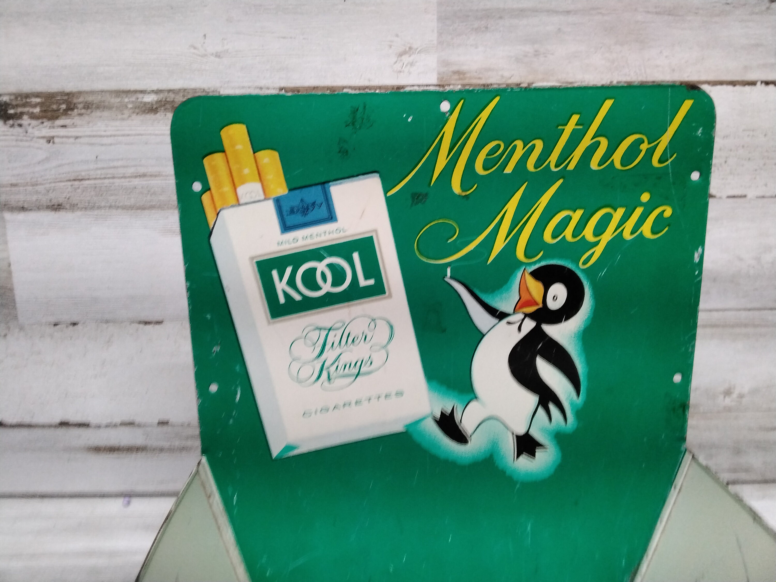 Kool Cigarette Menthol Magic Store Display Tin Match Holder W