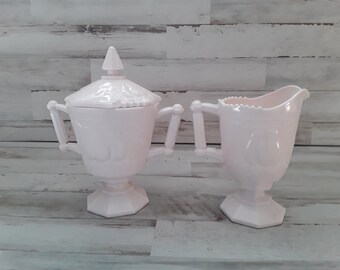 Vintage Jeanette Pink Shell Creamer and Sugar Set