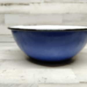 Vintage Japan Blue Enamelware Bowl, Blue Enamel Mixing Bowl, Farmhouse Kitchen Bowl, Country Kitchen Bowl