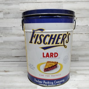 Vintage Fischer&#39;s Pure Lard Tin Fischer Packing Company Louisville, Kentucky 25lbs. Farmhouse Decor Farmhouse Kitchen
