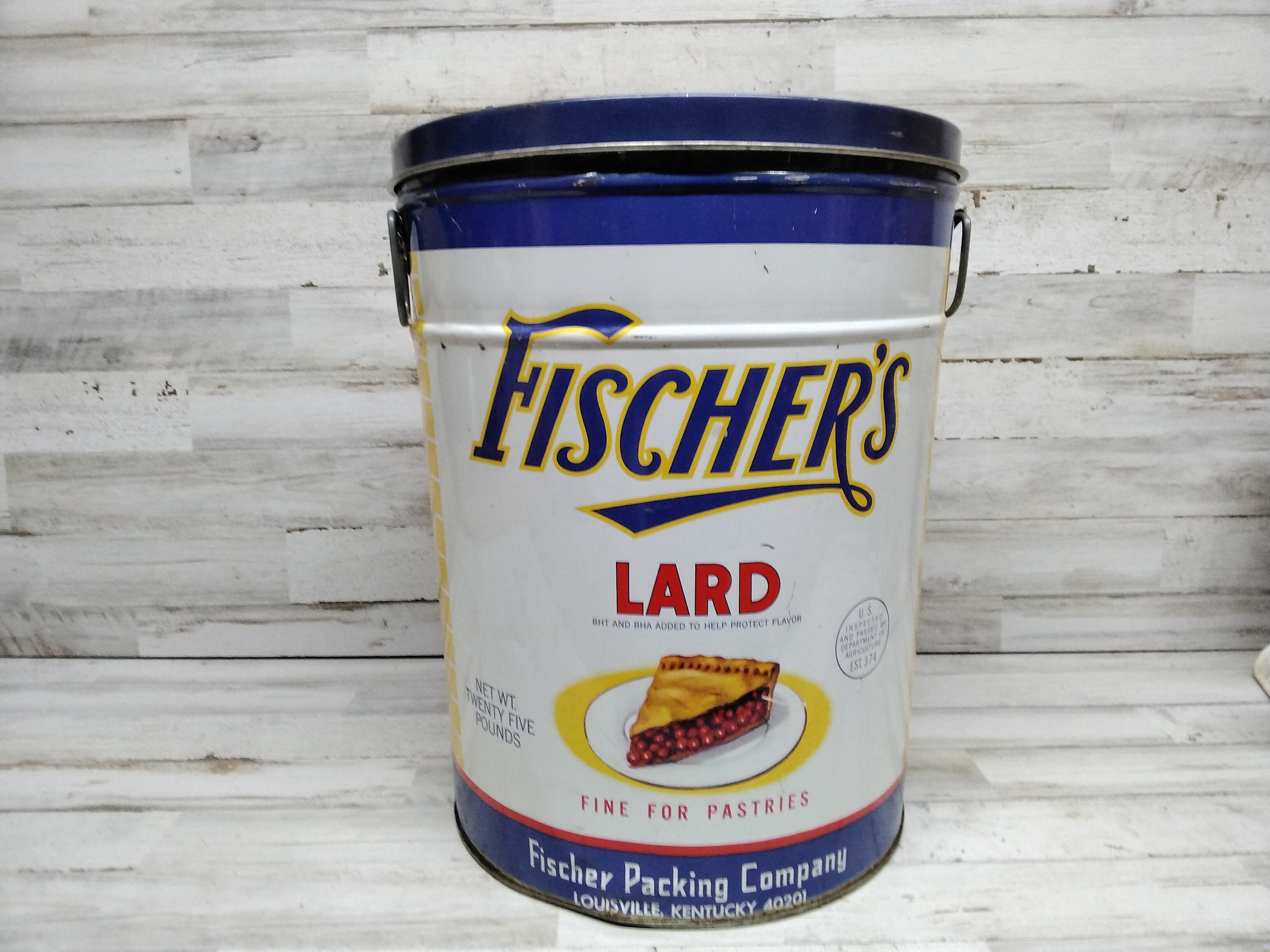 Vintage Fischer's Pure Lard Tin Fischer Packing Company Louisville