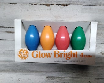 GE  Glow Bright Colered Lights  / New Old Stock  Christmas Bulbs  / C-9 Bulbs  / Vintage Christmas Lights