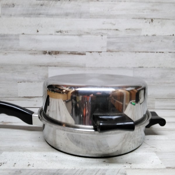 Vintage Saladmaster Stainless Steel Skillet Fry Pan with Dome Lid