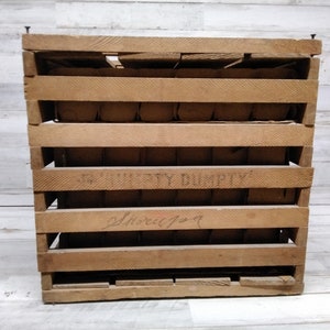 Antique Humpty Dumpty Wooden egg Crate Carrier with Original Cartons  /  1906 / Rustic /   Farmhouse Decor