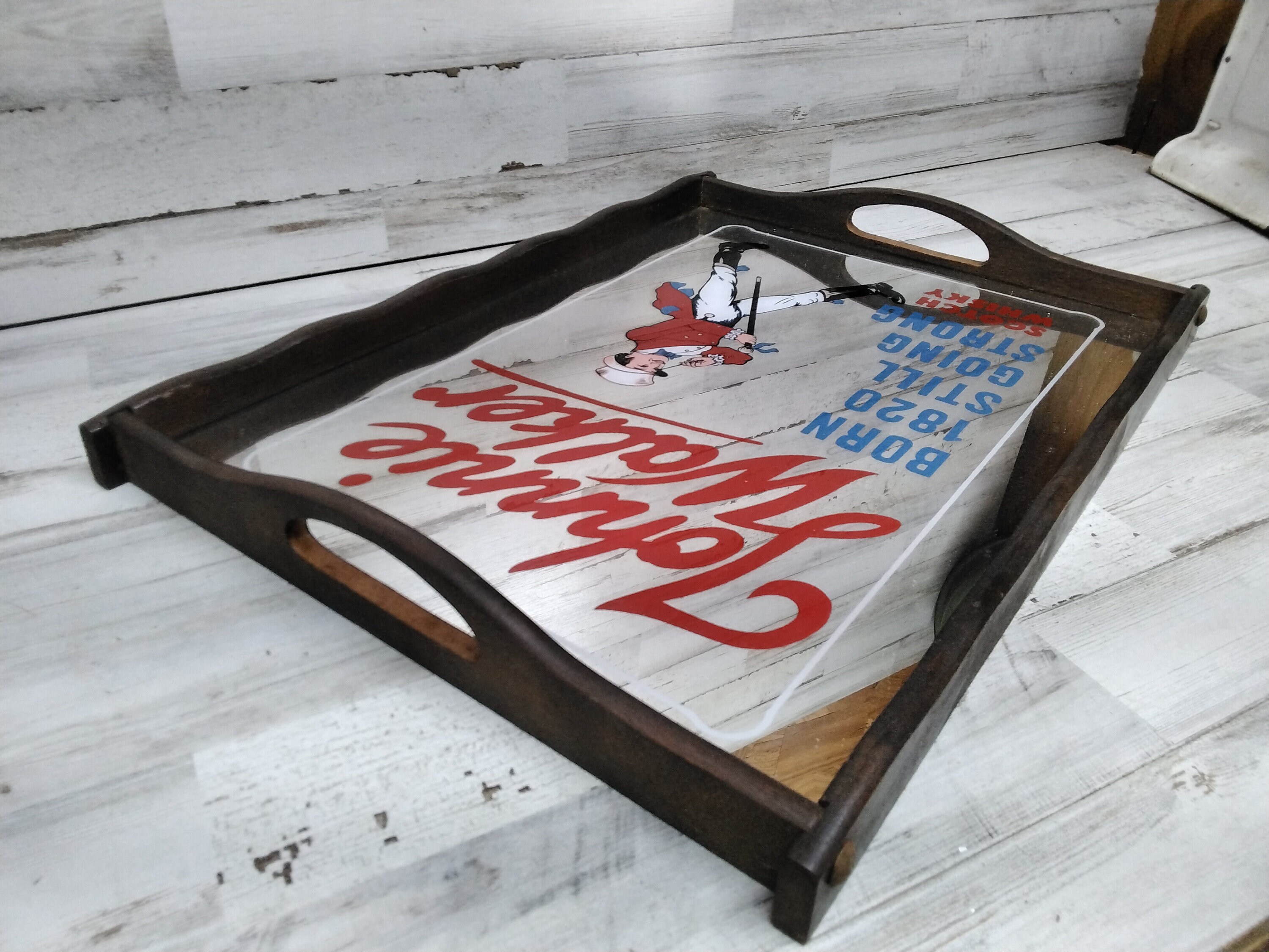 English Bar Mirror Tray Johnnie Walker Born 1820 Still Going Etsy