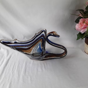 Stunning Vintage Hand Blown Murano Style Glass Swan Sculpture