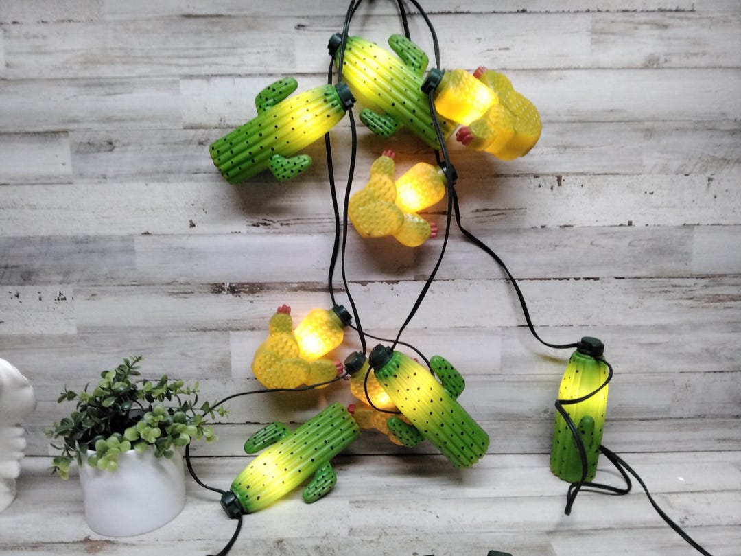 String Light Covers Vintage Set of 9 Cactus Desert Southwestern Plastic String Light Covers ...