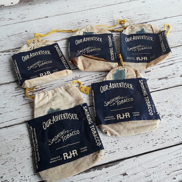 Vintage RJ Reynolds Our Advertiser Smoking Tobacco Pouch Bags, .R.J. Reynolds Tabacco Co., Winston- Salem, N.C., Lot of 5 Tabacoo Pouch