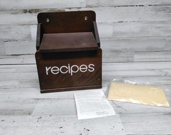 Caja de recetas de madera NOS de los años 70 / Decoración de utensilios de madera / Caja de recetas de madera / Cocina vintage de los años 70