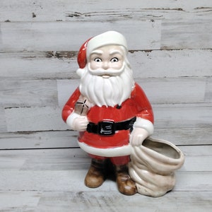 Vintage Santa Ceramic Planter  / Vintage Ceramic Santa  / Christmas Planter / Vintage Christmas Decor