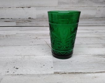 Anchor Hocking vintage verres à jus vert forêt motif sandwich en verre
