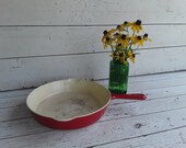 Griswold Red Enamel 8 Double Spout Skillet 704D