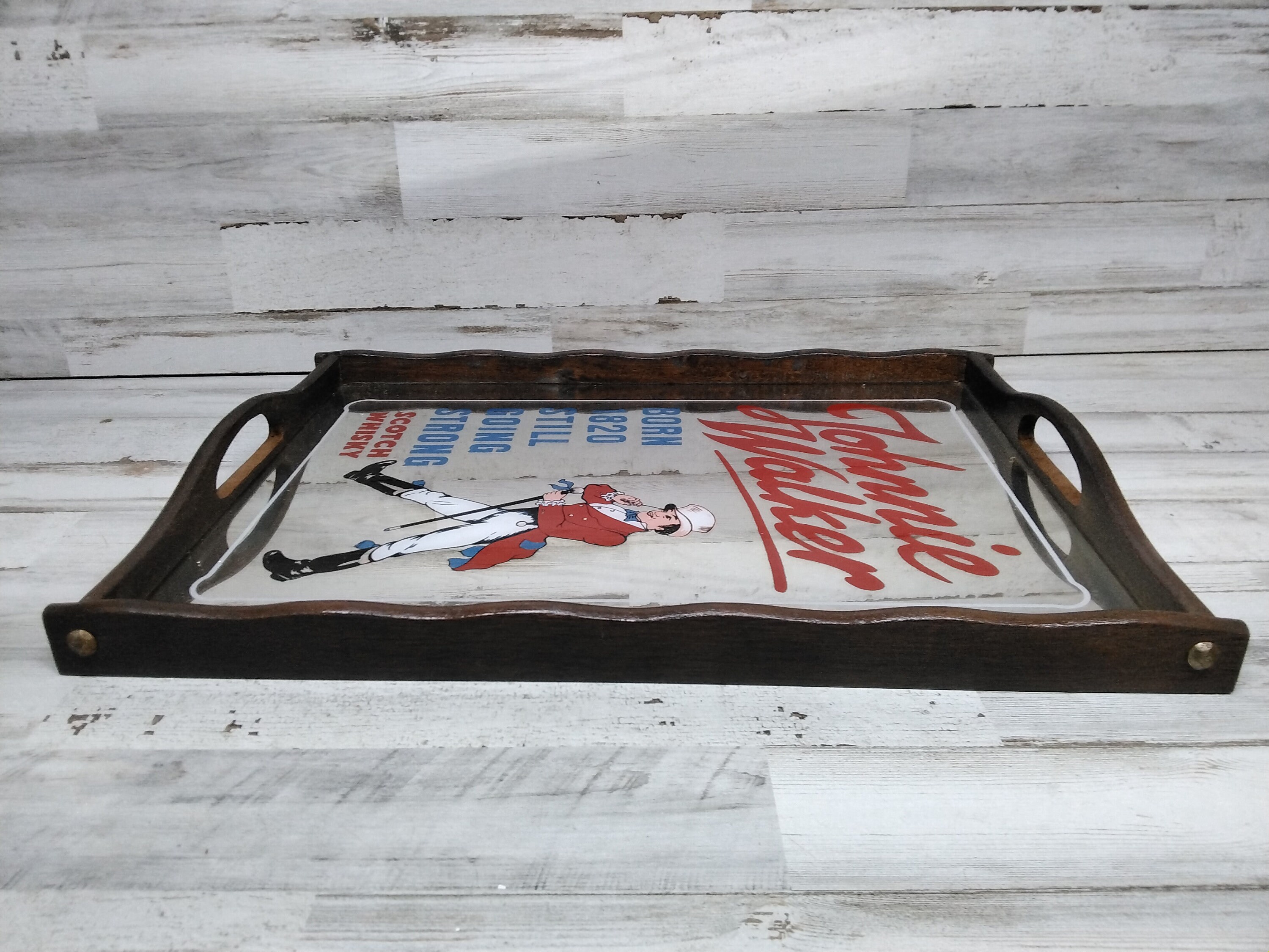 English Bar Mirror Tray Johnnie Walker Born 1820 Still Going Etsy