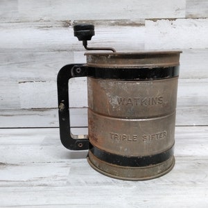 Vintage Watkins Triple Flour Sifter  / Watkins Sifter  / Farmhouse Kitchen