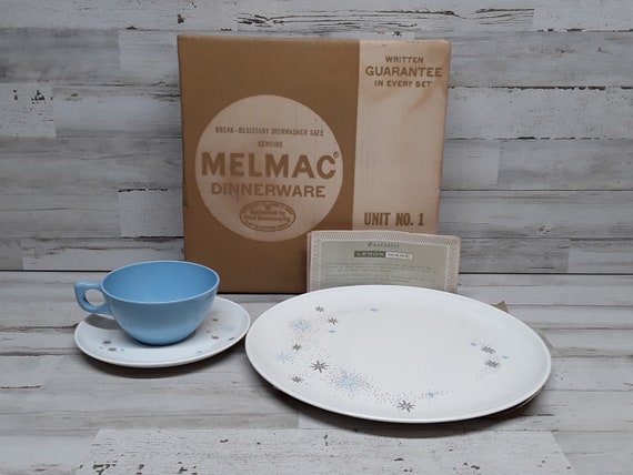 Vintage Melmac Dinnerware / NOS 3 Piece Setting / Melmac Plate