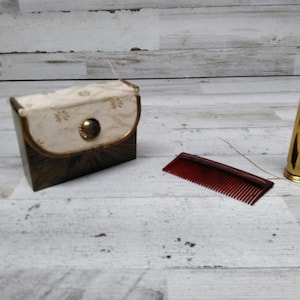 Vintage Compact Case with Comb and Lipstick Case, Vintage glam, Art deco Lispstick, Fashion Display