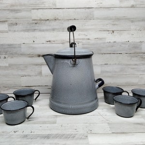Black Vintage Speckled Graniteware Coffee Pot - Gaslight Square Shoppes