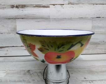 Bol vintage en émail / Bols des années 1970 / Bols en émail avec motif de fruits