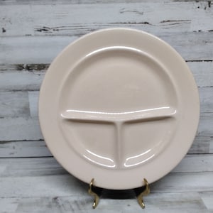 Vintage Ironstone Divided Dinner Plate / Tan colored Restaurant Ware Magan Mayer China Restaurant Ware