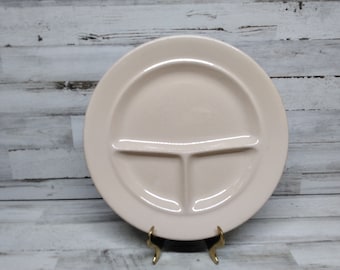 Vintage Ironstone Divided Dinner Plate / Tan colored Restaurant Ware Magan Mayer China Restaurant Ware