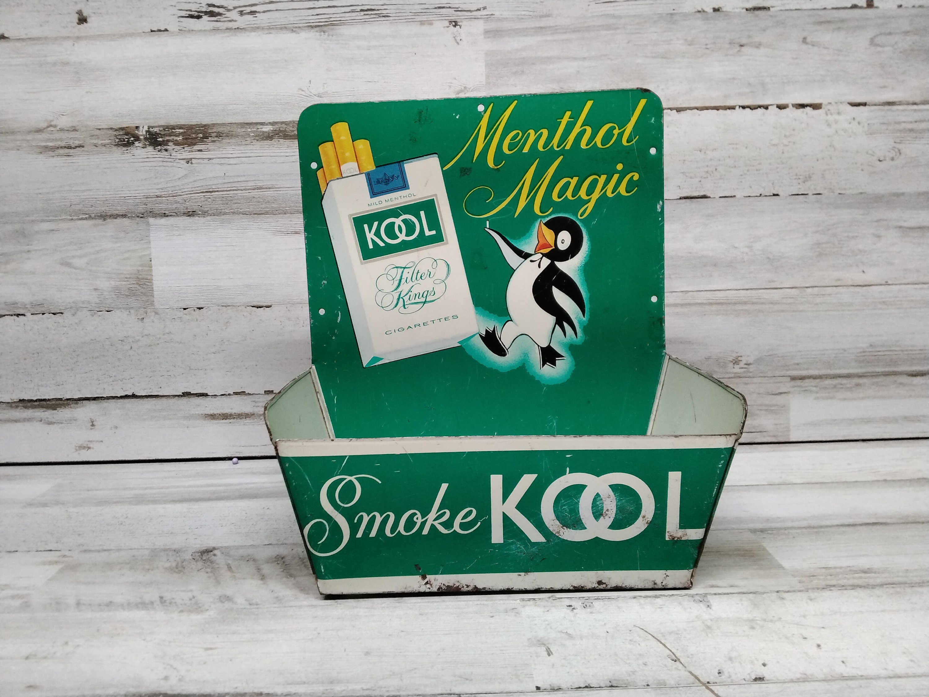 Kool Cigarette Menthol Magic Store Display Tin Match Holder W