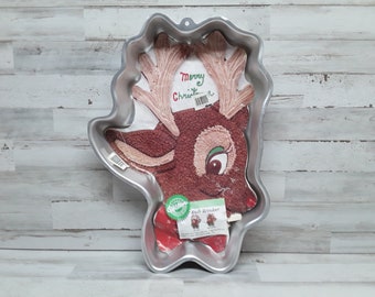 vintage Santa’s Treasures 1998 Wilton Cake Pan Rudy Reindeer Aluminium Mold 2105-1225 Cuisson Cuire Décorer Décembre