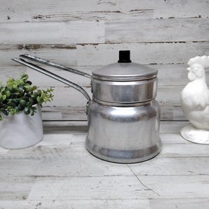 Vintage Aluminum 3 Pc Double Boiler  / Aluminum Double Boiler. / Vintage Double Boilers. / 1960s Aluminum Kitchen Decor