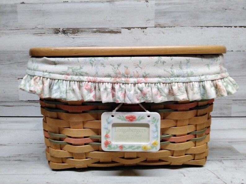 Longaberger 2002 Mothers Day Basket Liner / Protector Liner / Picture Frame Lid & Tie On / Dresden, Ohio 2022 image 1