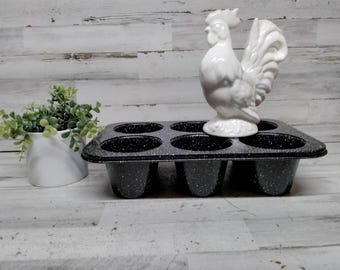 Graniteware Jumbo Muffin Pan / 6 Jumbo Muffin Blech