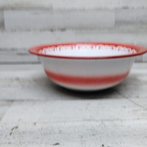Enamelware Graniteware Bowl Dish White with Red Trim PEARL 20 Cm Brand