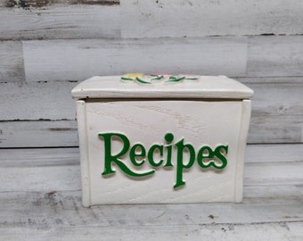 Caja de recetas de resina FTD vintage / 1985 FTD USA Caja de recetas / Almacenamiento de recetas