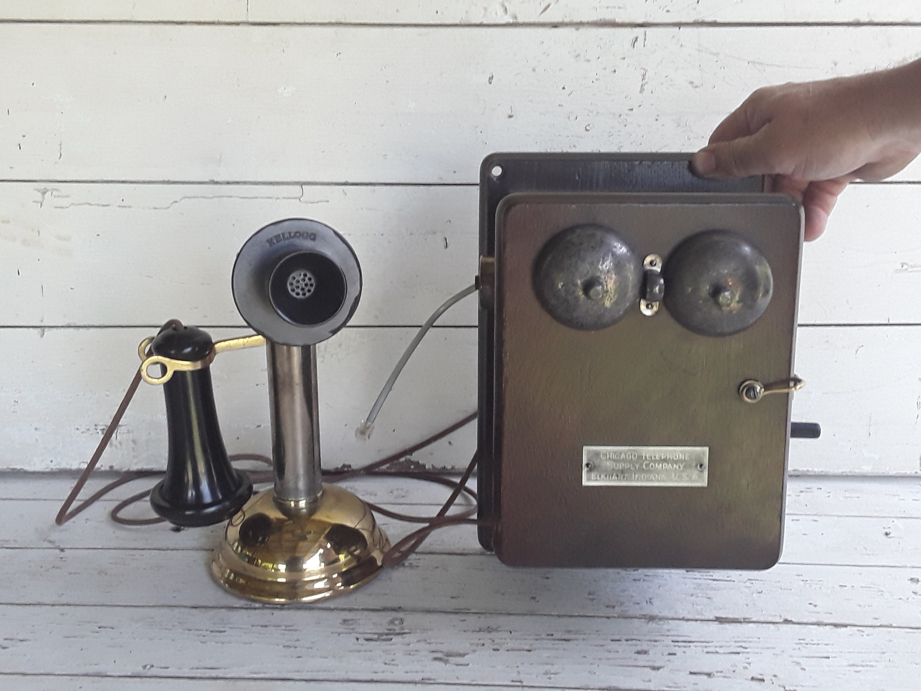 Chicago Telephone Ringer Box With Kellogg Candlestick Etsy