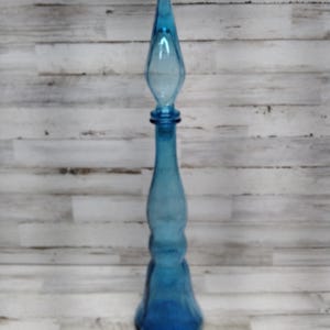 Empoli Italian Art Glass Sky Blue Genie Bottle Decanter /  Vintage Home Decor /  Italian Genie Bottle  / Empoli Genie Bottle