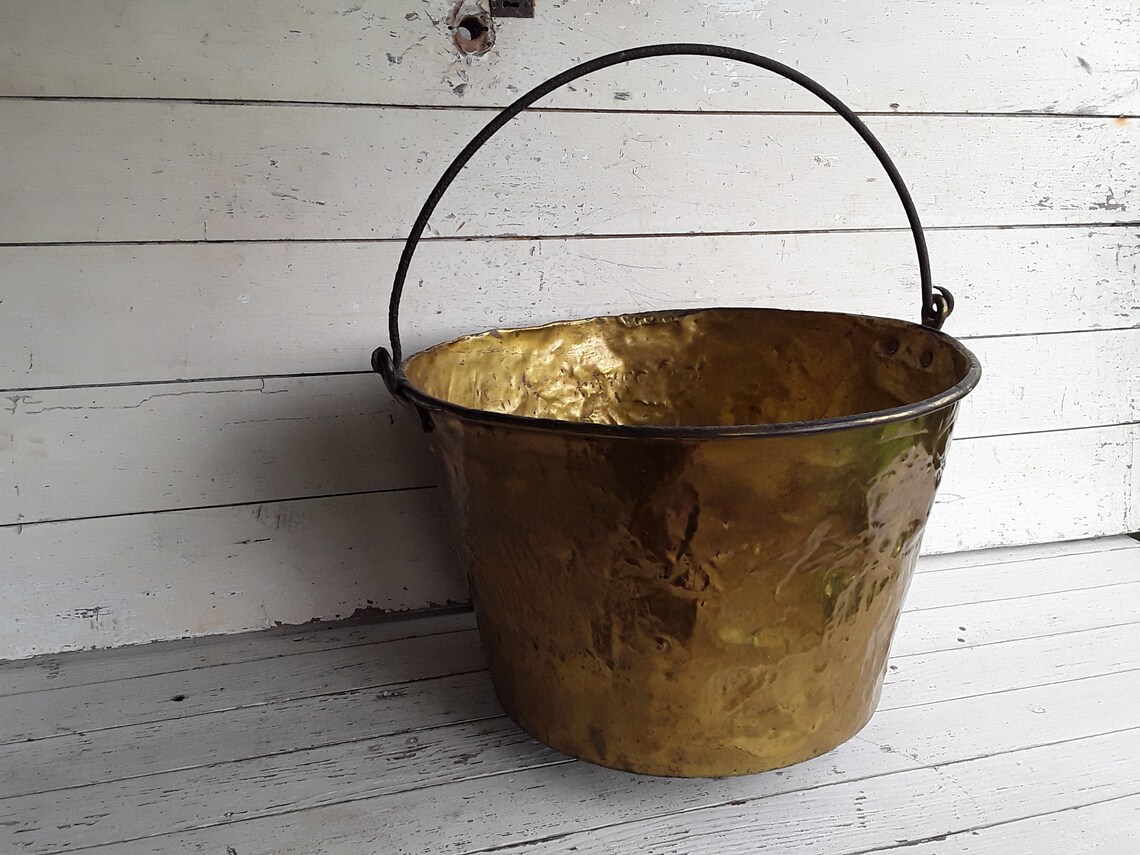 Large Brass Candy/applebutter Kettle Signed American Brass Etsy