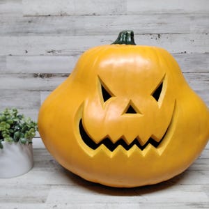 Vintage Large Wide Lighted Pumpkin  / Halloween Pumpkin Lights  / Halloween Lights  / Halloween Decor  / Halloween Party