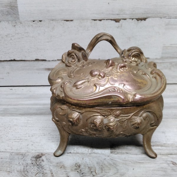 Brass Trinket Box ~ Vintage Chest Brass Figurine ~ Brass Decor ~ Brass Jewelry Trinket Box