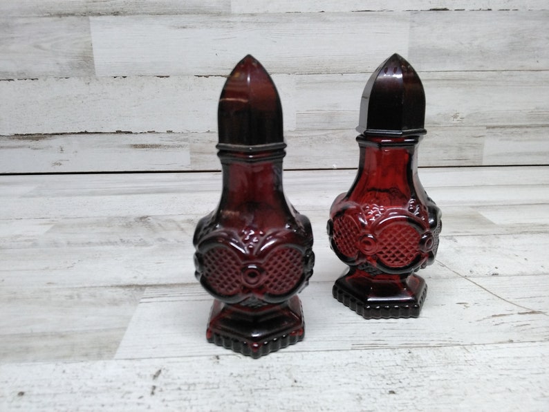 Vintage Avon Salt & Pepper Shakers Cologne Bottles / Ruby Red - Etsy