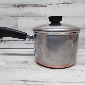 Revere Ware 1801 1 1/2 Quart Tall Sauce Pan / Copper Bottom Pot / Stainless Steel Cookware