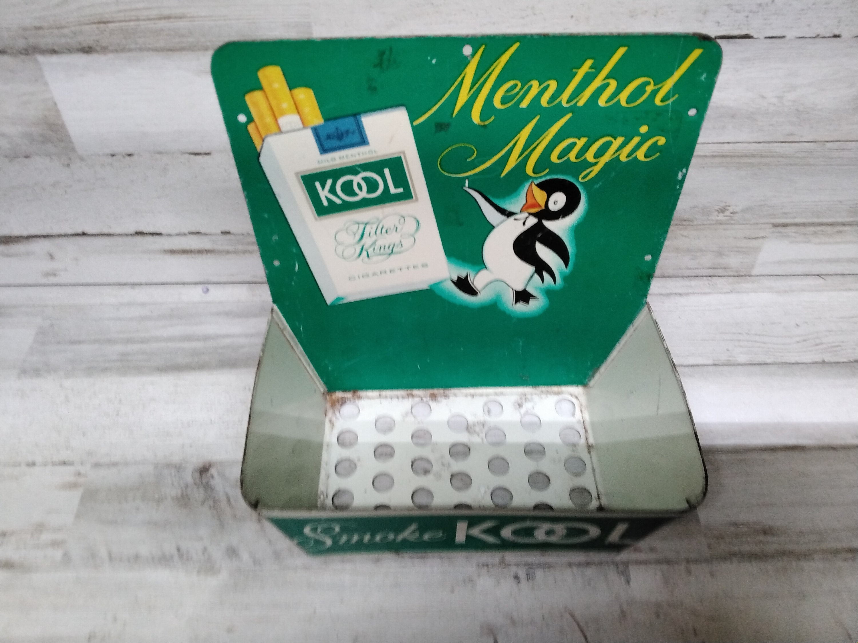 Kool Cigarette Menthol Magic Store Display Tin Match Holder W