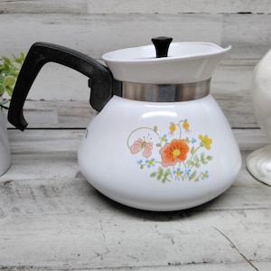 Vintage 1970 Corning Ware Wildflower 6 Cup Tea Pot. / Vintage Corning Ware Wildflower Pot