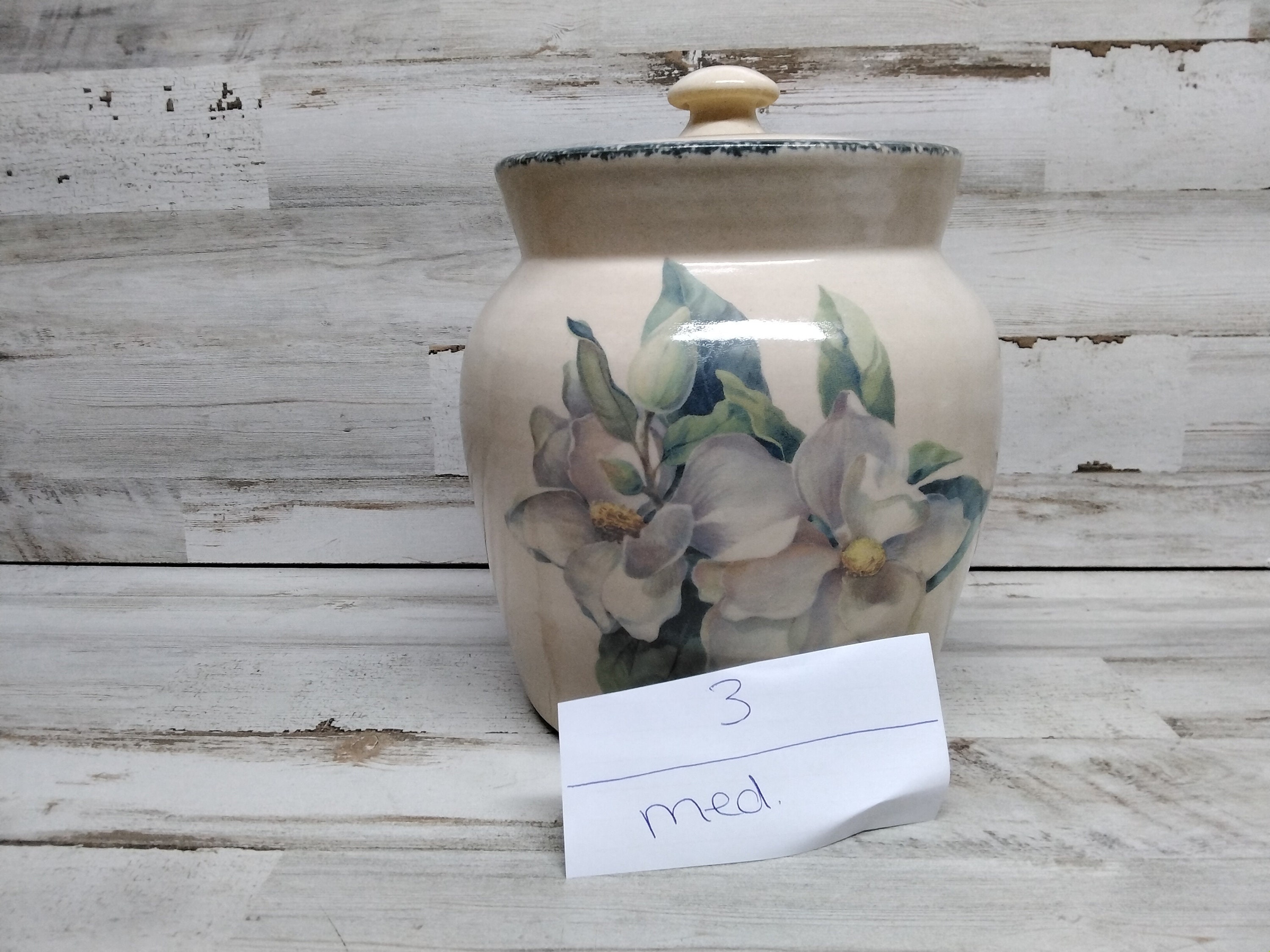 Home Garden Party Magnolia Stoneware Canister 2002 Garden Party Crocks Magnolia 3 Etsy