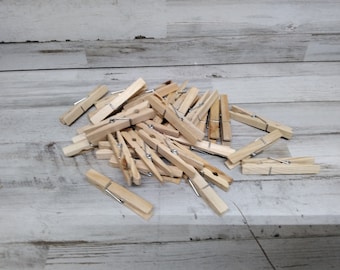 Wooden Clothespins  / 36 Natural Wooden Clothespins  / Laundry Pins  / Craft Clothespins
