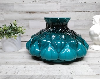 Vintage Emerald Green Lamp Shade. / Vintage Turquoise Glass Light Fixture. / Emerald Green Fixtures
