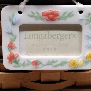Longaberger 2002 Mothers Day Basket Liner / Protector Liner / Picture Frame Lid & Tie On / Dresden, Ohio 2022 image 6